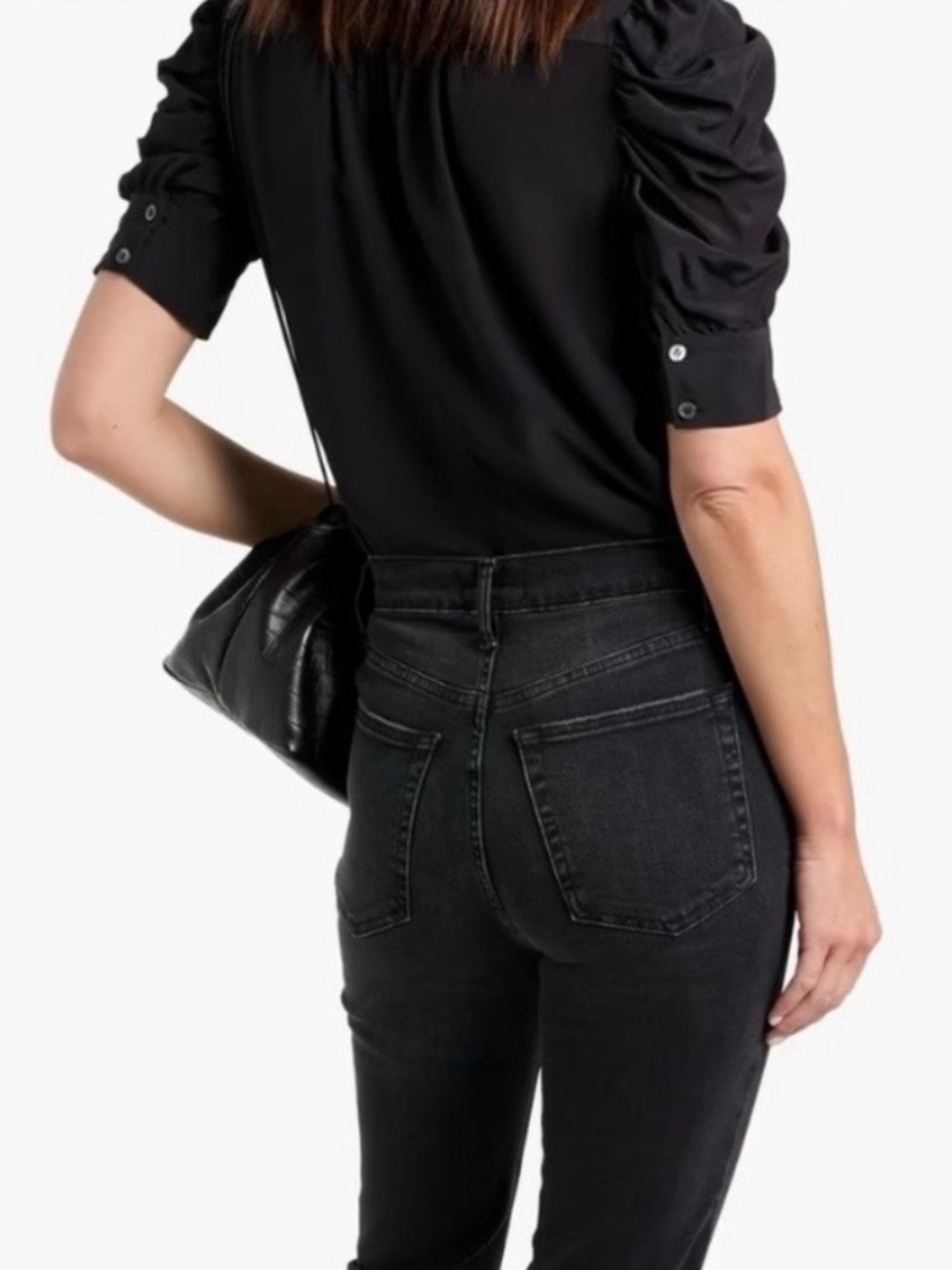 Frame | Gillian Puff-Sleeve Silk Top - Picture 3 of 8